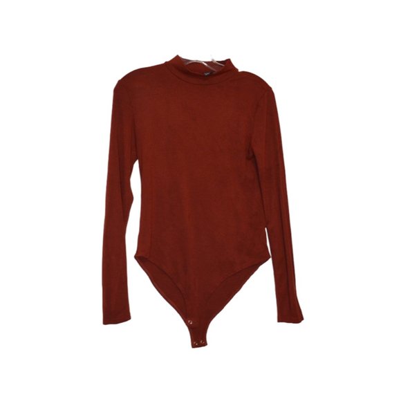 Forever 21 Tops - Forever 21 Cinnamon Brown Turtle Neck Bodysuit Waffle Stretchy Women M